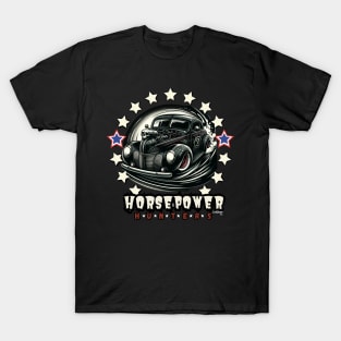 Horsepower Hunter - Vintage Classic American Muscle Car - Hot Rod and Rat Rod Rockabilly Retro Collection T-Shirt